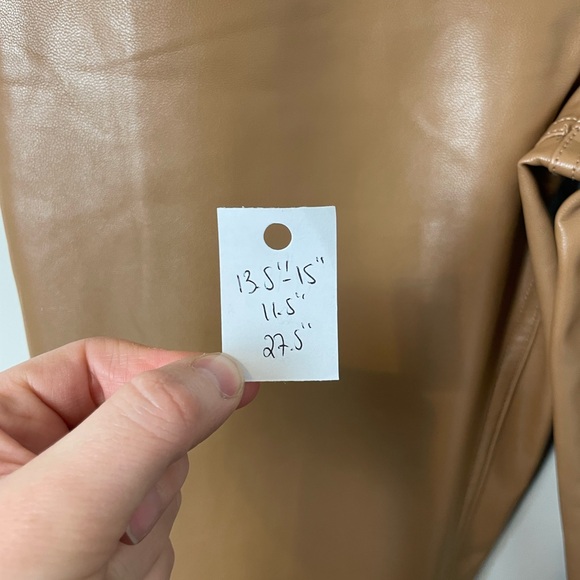 Abercrombie & Fitch Curve Love 27 4 Tan Vegan Leather Pants 90s Straight Ultra - Picture 6 of 10